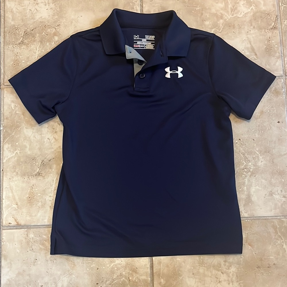 Under Armour Dark Blue Polo with White Logo